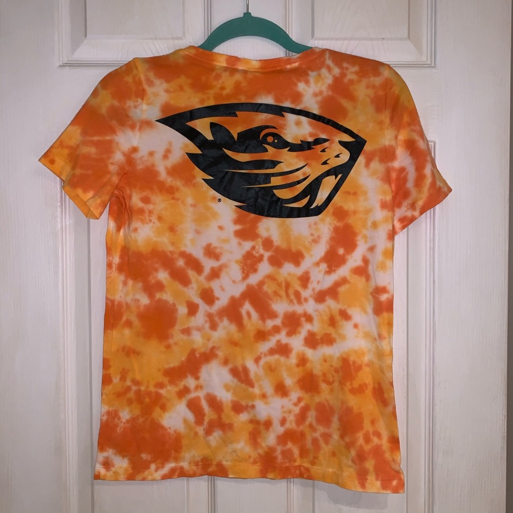 PINK Victoria's Secret Orange Tie-Dye Short Sleeve Tee. Beavers-Oregon